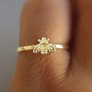 18K Gold Plated Boho Dainty Bee Gold Ring